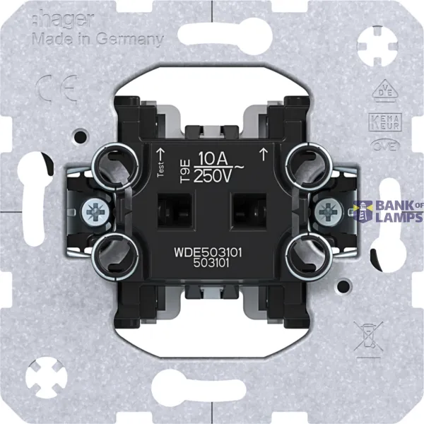 Pushbutton switch, normally open, 2 signal contacts, flush-mounted rocker switch insert, 10 A image 1