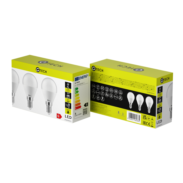 G-TECH LED Bulb E14, B45, 5 W, 400 lm, 4000K, AC220-240V, 200°, package of 3 pcs image 3