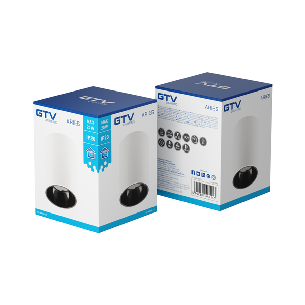 Ceiling luminaire housing ARIES, PC, 73x105mm, IP20, max. 20 W, round, white/black image 3