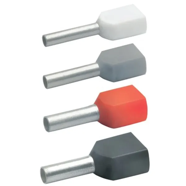 Insulated twin wire end ferrule, 4.0 mm², 23 mm/12 mm long, gray, 87412 image 1