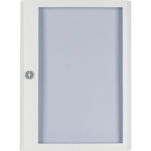 Surface mounted steel sheet door white, transparent with Profi Line handle for 24MU per row, 5 rows image 3