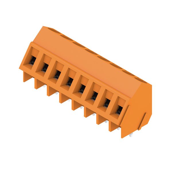 Printed circuit board terminals, 5.00 mm, Number of poles: 8, 135°, Solder pin length (l): 3.5 mm, tinned, orange, Clamping yoke connection, Clamping range, max. : 2.5 mm², Box image 3
