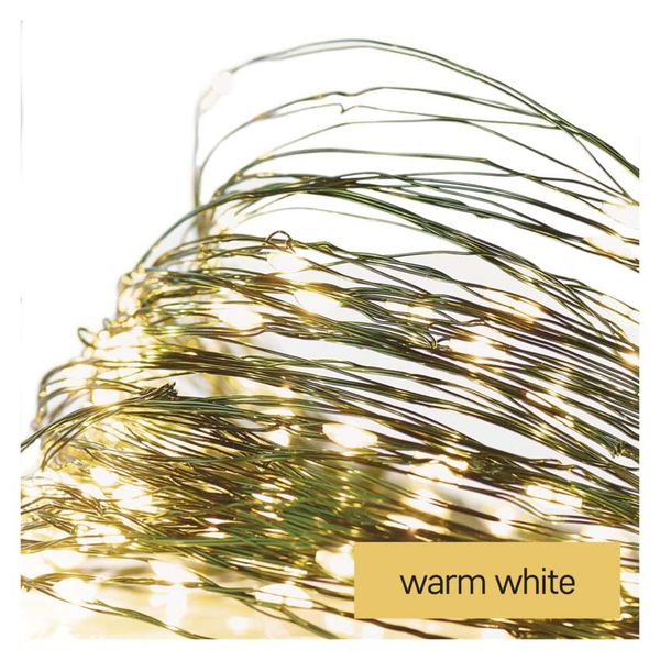 LED Christmas nano chain, green, 7.5 m, outdoor and indoor, warm white, timer image 1