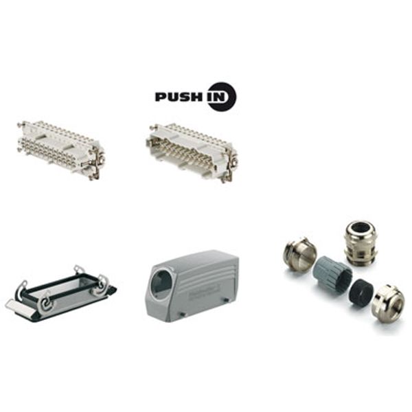 RockStar® HDC kits-Heavy-duty connectors, Kit, HE, Size: 8, Poles: 24, PUSH IN, 500 V, 16 A, diecast aluminium, PG 21 image 1