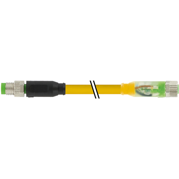 M8 male 0° / M8 female 0° A-cod. LED PUR 3x0.25 ye 0.8m image 1