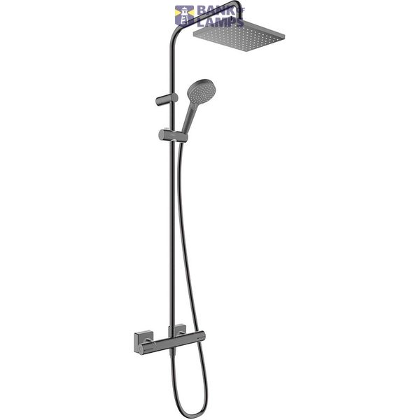 Vernis Shape 230 shower system with thermostat, black image 1