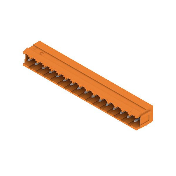 PCB plug-in connector, male header, Dovetails for fixing blocks, THT solder connection, 5.08 mm, Number of poles: 16, 90°, Solder pin length (l): 3.2 mm, tinned, orange, Box image 4