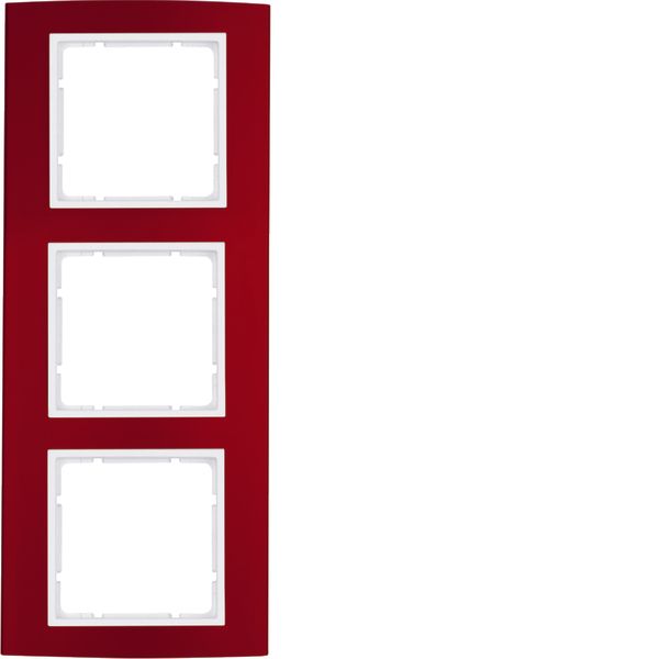 Frame 3gang, B.3, al. red/p. white matt, al. anodised image 1