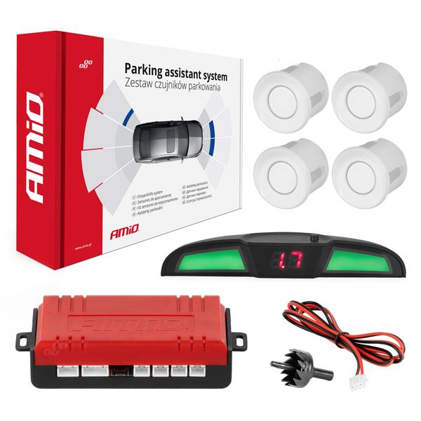 Parking assistant system LED COB 4 sensor white image 1