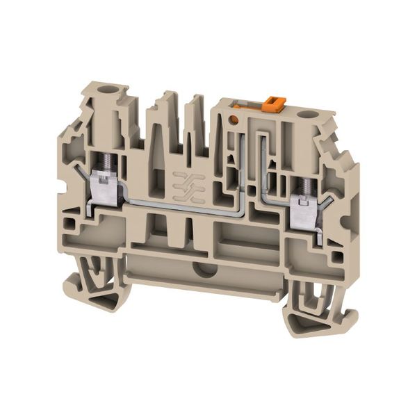 Test-disconnect terminal, Screw connection, dark beige, 4 mm², 28 A, 500 V, Number of connections: 2, Number of levels: 1 image 1