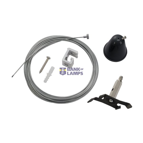 Wire cable suspension set with cable for S-TRACK 3-phase track, black, 5m image 1