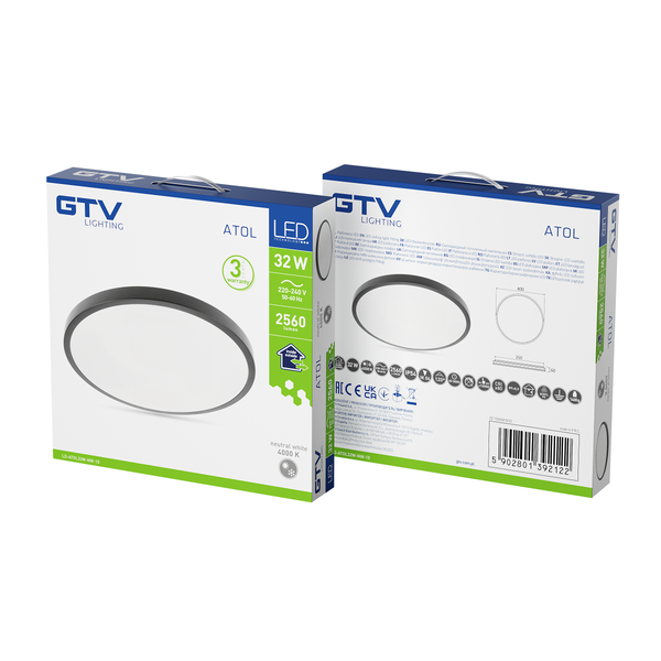 LED luminaire ATOLL, 32 W, 2560 lm, 4000K, AC180-250V, PF>0.9, IP54, Ø400 mm, black image 3