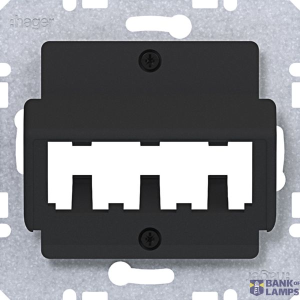 Central plate for 3 MINI-COM modules, A.x/C.x/S.x/B.x/Q.x/K.x, matte black image 1