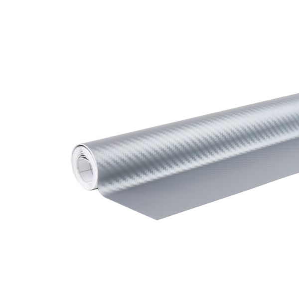 3D CARBON fiber SILVER foil 30cm x 150cm AMIO-02600 image 1