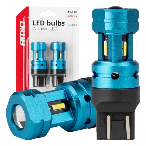 LED CANBUS T20 7443 W21/5W 4SMD 1860 White bulbs 12V 24V AMIO-04255 image 1