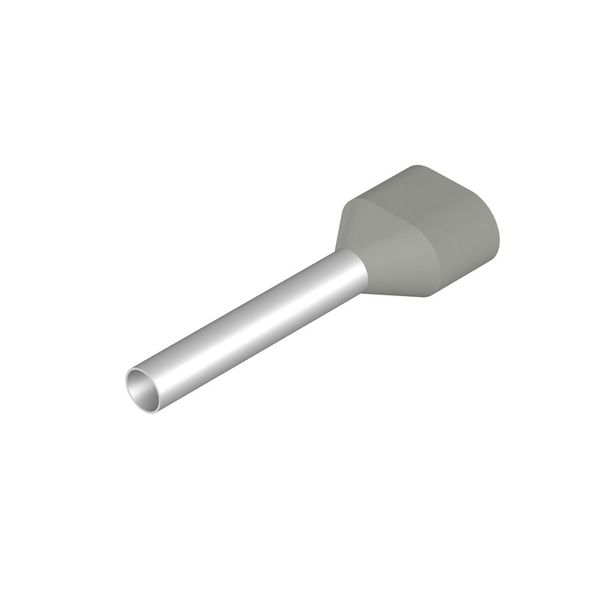 Wire-end ferrule, Twin wire-end ferrule, 21 mm, 18 mm, grey image 1