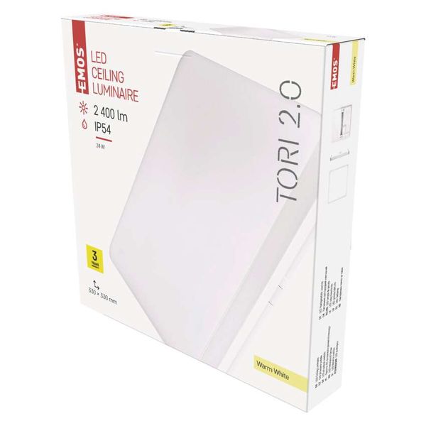 LED ceiling light TORI, square, white 24W warm w., IP54 image 1