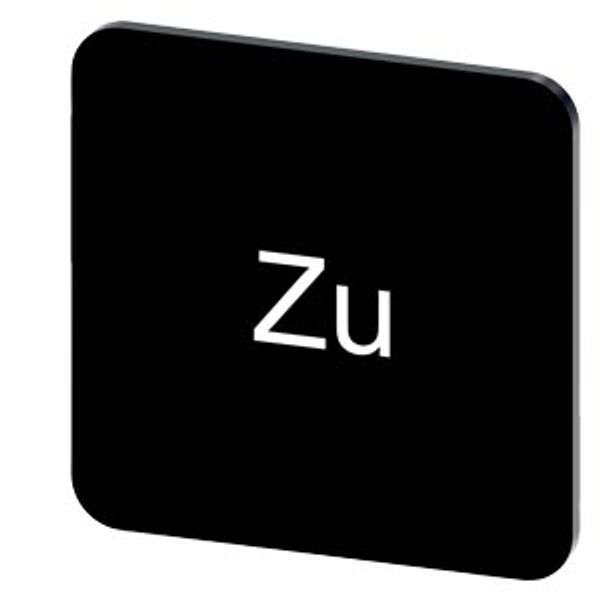 Labeling plate 22 x 22 mm, label black, labeling: Zu image 1