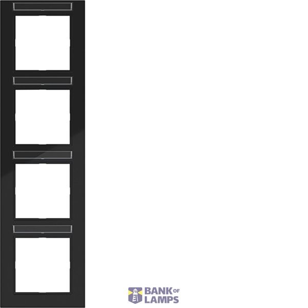 Cover frame 4-way vertical, text field, A.1, night black glossy image 1