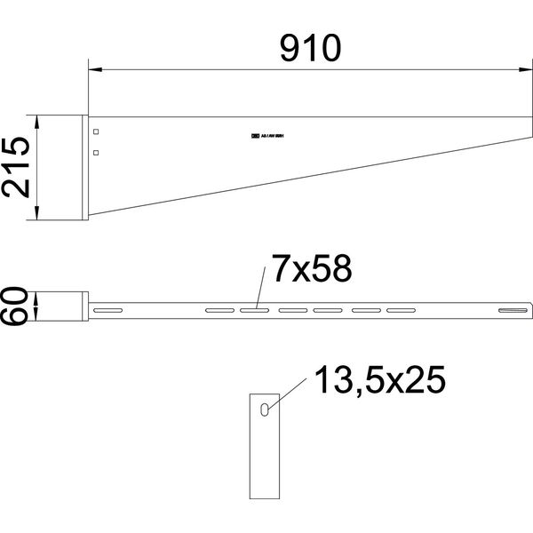 AW 55 91 FT Wall and Support bracket with welded head plate B910mm image 2