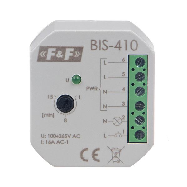 Flush-mounted bistable relay with timer for illuminated buttons image 2