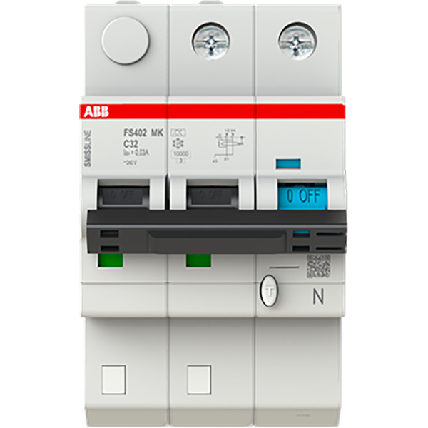 Earth leakage protection with overcurrent protection C Kar, 32A, 30mA, 6kA 2P image 1