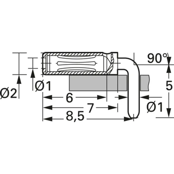 Solder receptacle, angled, 20 A, Solder receptacle, Soldered connection image 1