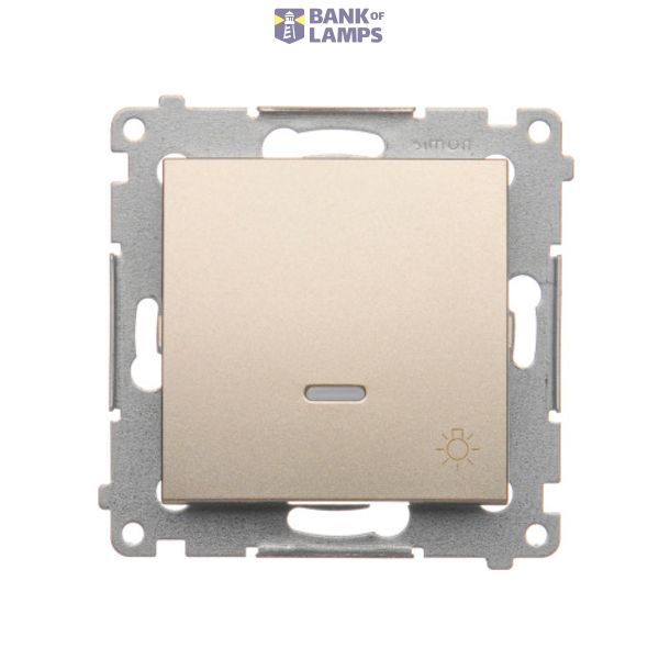 "Light" push button with LED indicator light, (module), 10AX, quick connection, Gold matt, metalic image 1