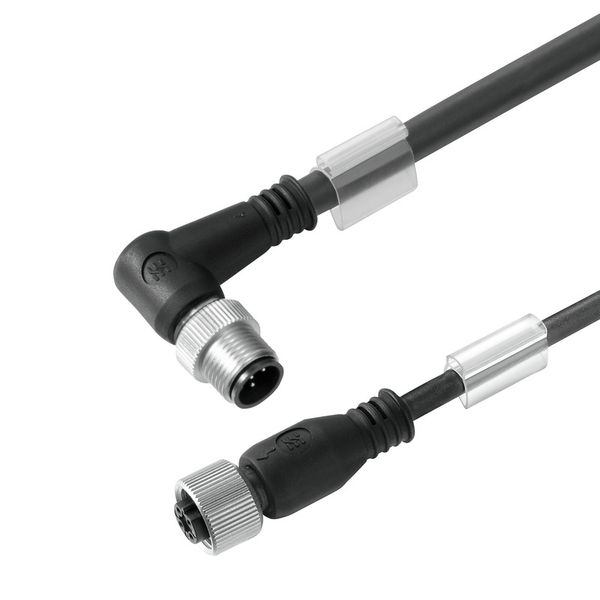 Sensor/actuator line, Connecting line, M12 / M8, Number of poles : 3, 0.5 m, pin, angled - bush straight, Shielded: No, LED: No, Sheath material: PUR, Halogen: No image 1
