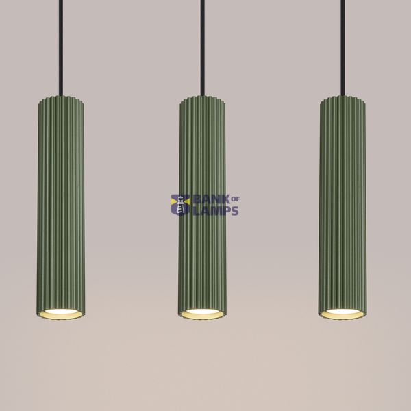 Elegant KARBON pendant lamp with three pendants and an olive ceiling plate 3xGU10 image 4