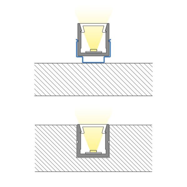 Attached aluminum profile PW black 11x11mm, including White diffuser, 1m image 1