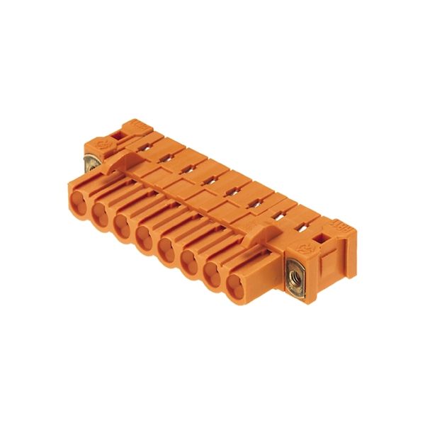 PCB plug-in connector, female header, Inverted flange, THT solder connection, 5.08 mm, Number of poles: 14, 90°, Solder pin length (l): 3.2 mm, tinned, orange, Box image 1