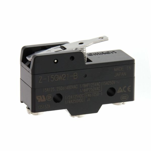 Basic switch, short hinge lever, SPDT, 15A Z15G7042H image 5