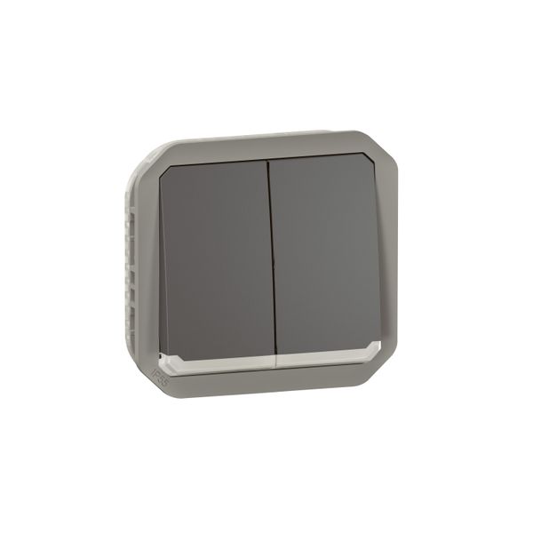 PLEXO 2 GANG 2-WAY SWITCH OR 2 GANG PUSH BUTTON LOCATOR - ANTHRACITE - MECHANISM image 1