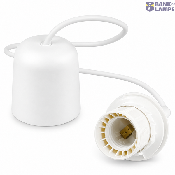 Pendant Lamp Holder 70 cm, 60 W, E27, white, plastic image 1