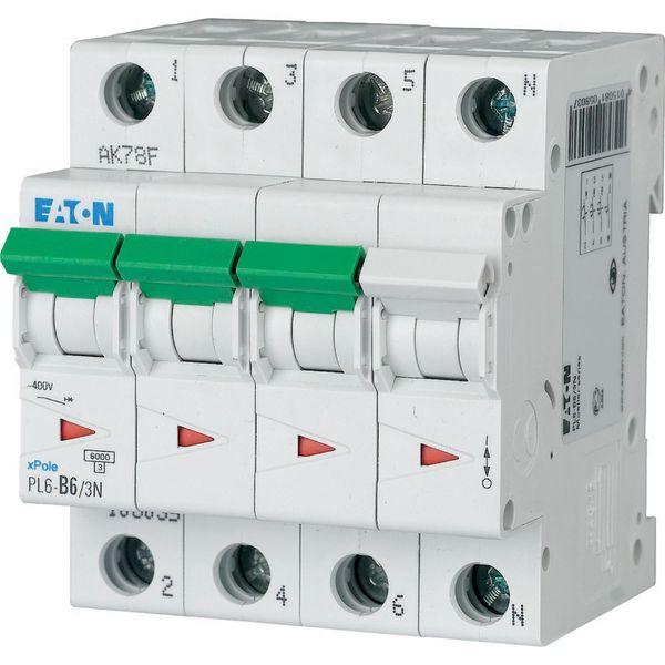 PL6-B6/3N Miniature circuit breaker (MCB), 6 A, 3p+N, characteristic: B image 1