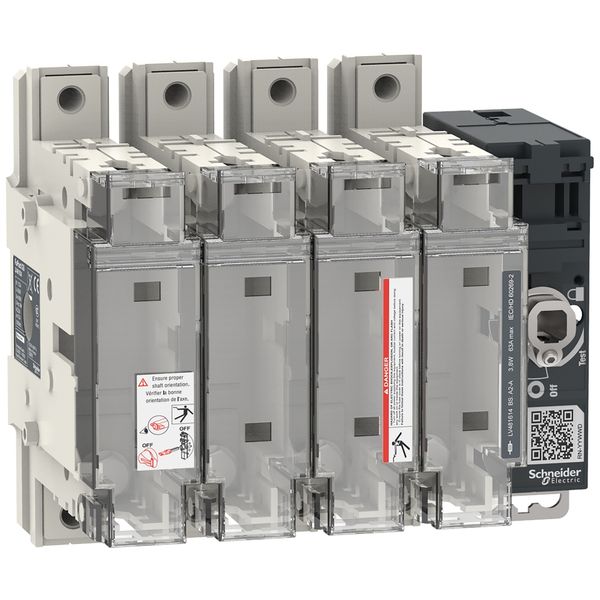 Switch disconnector fuse, FuPacT GSB100, 100 A, 4 poles, fuse type BS A4, front and right side control image 1