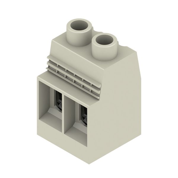 Printed circuit board terminals, 15.00 mm, Number of poles: 2, 90°, Solder pin length (l): 4.5 mm, tinned, Pebble grey, Clamping yoke connection, Clamping range, max. : 50 mm², Box image 4