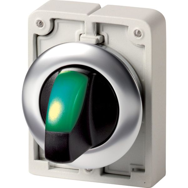 M30I-FWLK-G Illuminated selector switch actuator, RMQ-Titan, with thumb-grip, momentary, 2 positions, green, Front ring stainless steel image 4