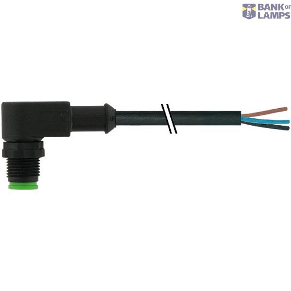 M12 male 90° A-cod. with cable Lite PUR 5x0.34 bk  0.5m image 1