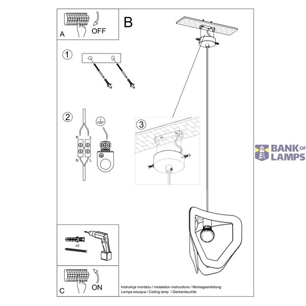 HANGING LAMP TRES BLACK E27 1X60W IP20 image 7