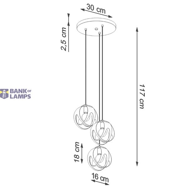 HANGING LAMP TULOS 3P BLACK E27 3X60W IP20 image 8