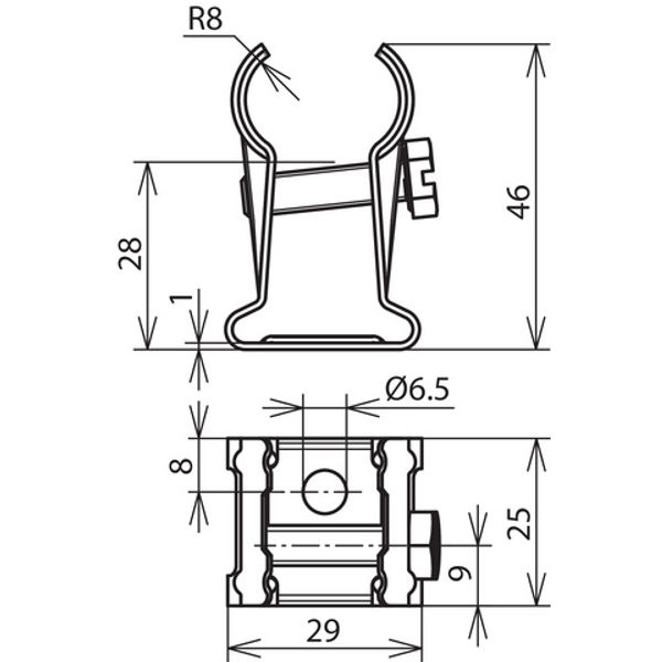 Rod holder with claw StSt for Rd 13-16mm for wall mounting, hole 6.5mm image 2