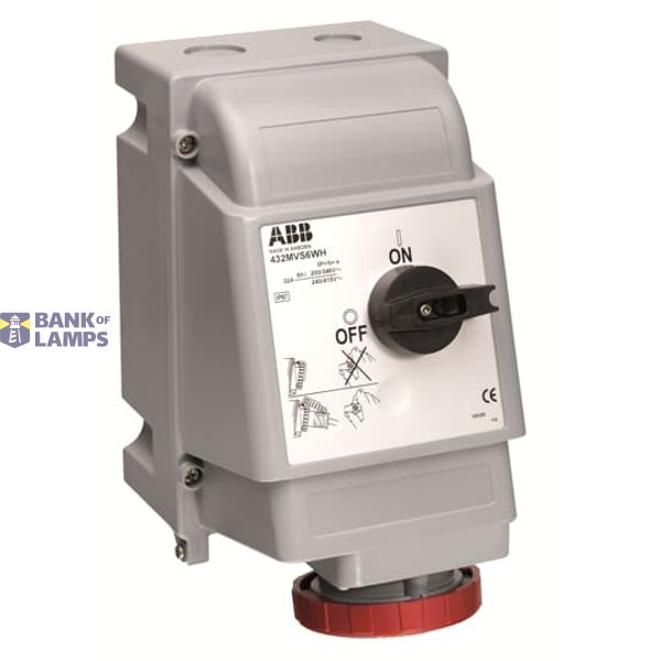 Panel mounted sockets, 3P+N+E, 9 hour, Blue, IP67, 32A, 120/208 ... 144/250V image 1