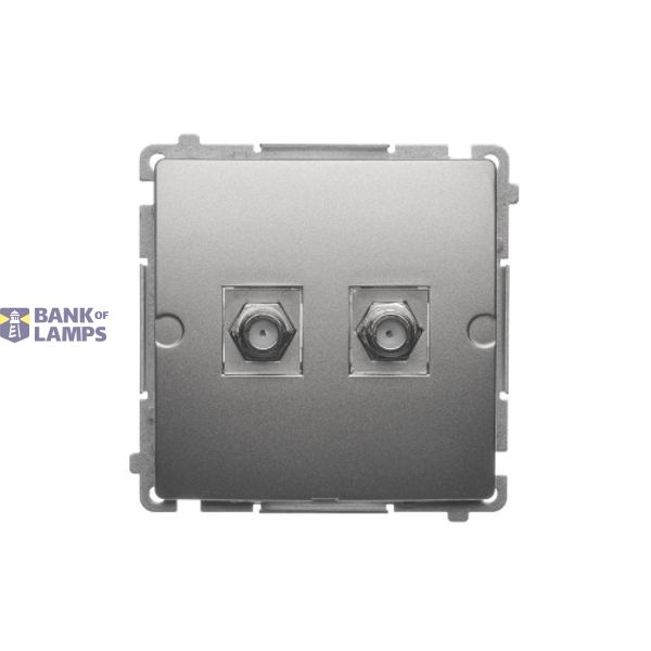 Double aerial socket type "F", satin, metallized image 1