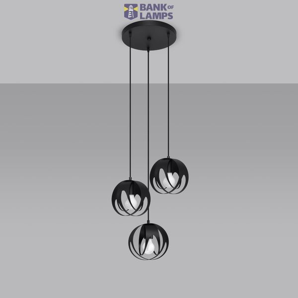 HANGING LAMP TULOS 3P BLACK E27 3X60W IP20 image 3