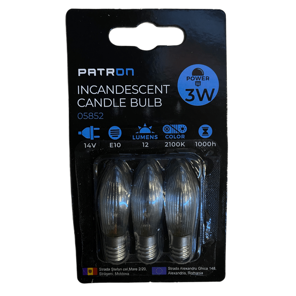 Incandescent Candle Bulb 3W E10 C6 14V Clear image 1