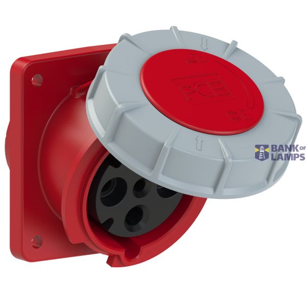 Angled panel socket 63A 4P 400V 6h IP66/67 image 1
