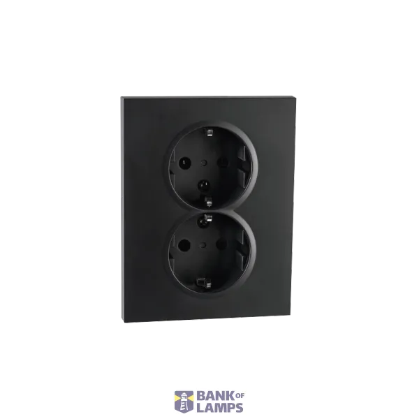 OUTLET FLUSH MOUNTED DOUBLE W/EARTH 1,5 BOX BLACK 6-PACK image 1
