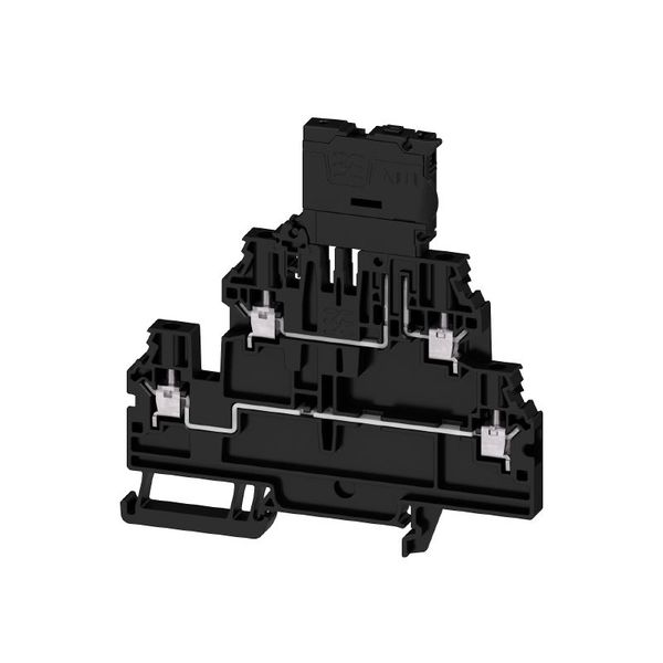 Fuse terminal, Screw connection, black, 4 mm², 6.3 A, 150 V, Number of connections: 4, Number of levels: 2, TS 35 image 1